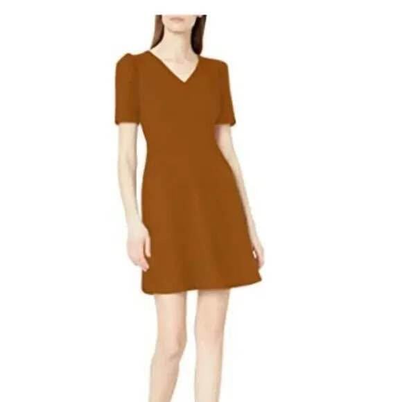 Lark & Ro Women’s Size 6 Medium Florence Gathered Detail V Neck Mini Dress - Picture 1 of 6